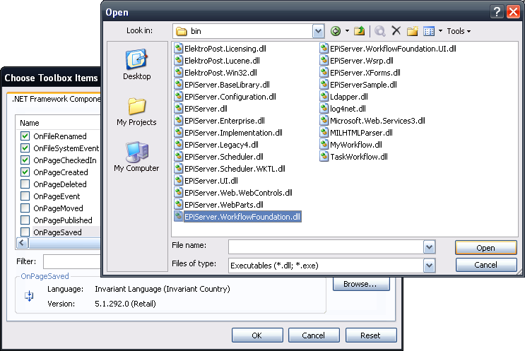 Image of adding tools options dialog.