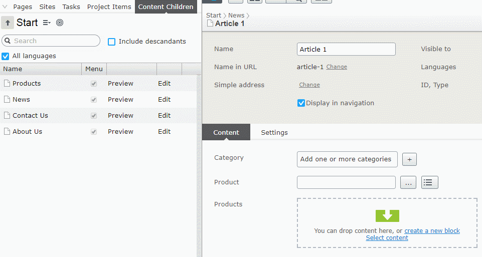 navigation component drag and drop